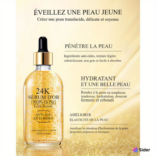 SÉRUM VISAGE ÉCLAT & HYDRATATION – ACIDE HYALURONIQUE 24K OR