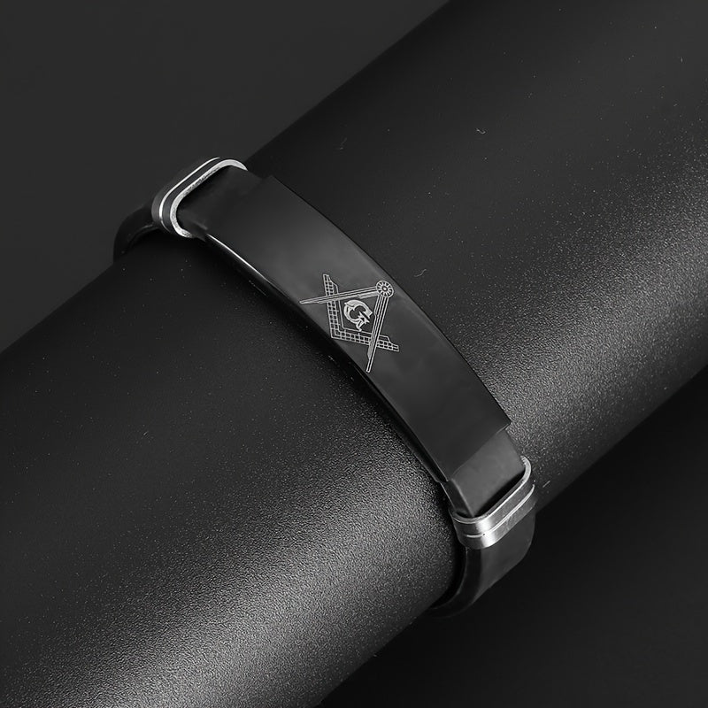 Bracelet Ajustable Franc-Maçonnerie – Acier Inoxydable & Silicone