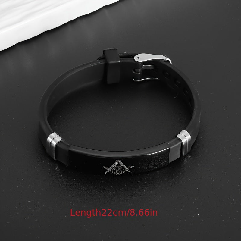 Bracelet Ajustable Franc-Maçonnerie – Acier Inoxydable & Silicone