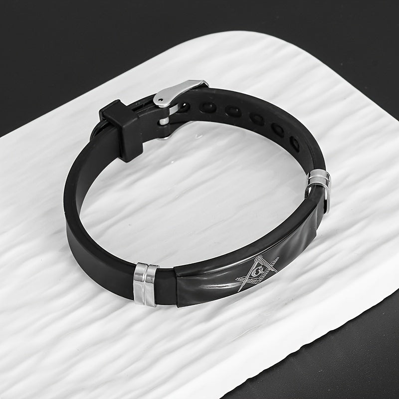Bracelet Ajustable Franc-Maçonnerie – Acier Inoxydable & Silicone