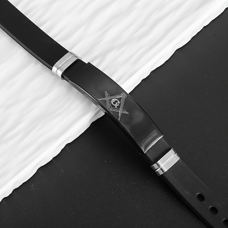 Bracelet Ajustable Franc-Maçonnerie – Acier Inoxydable & Silicone