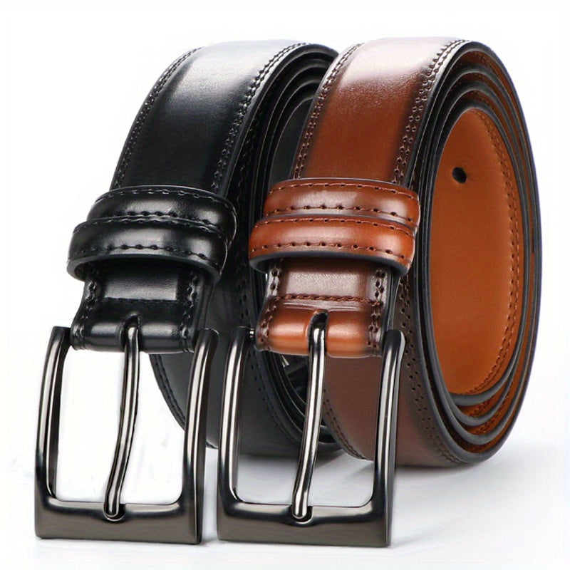 Lot de 2 Ceintures Homme en Cuir Véritable – Boucles Carrées Sportives Rétro