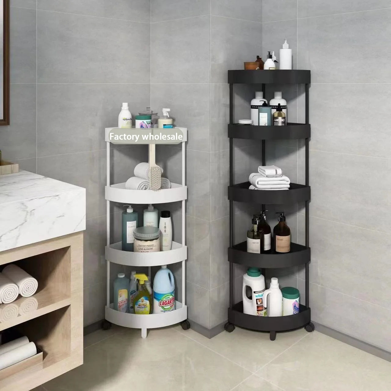 Étagère de Rangement Triangulaire – Salle de Bain & Cuisine