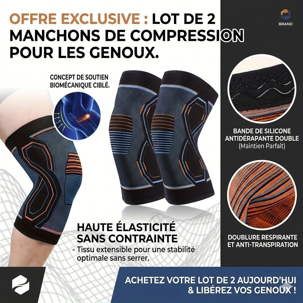 LOT DE 2 MANCHONS DE COMPRESSION POUR LES GENOUX