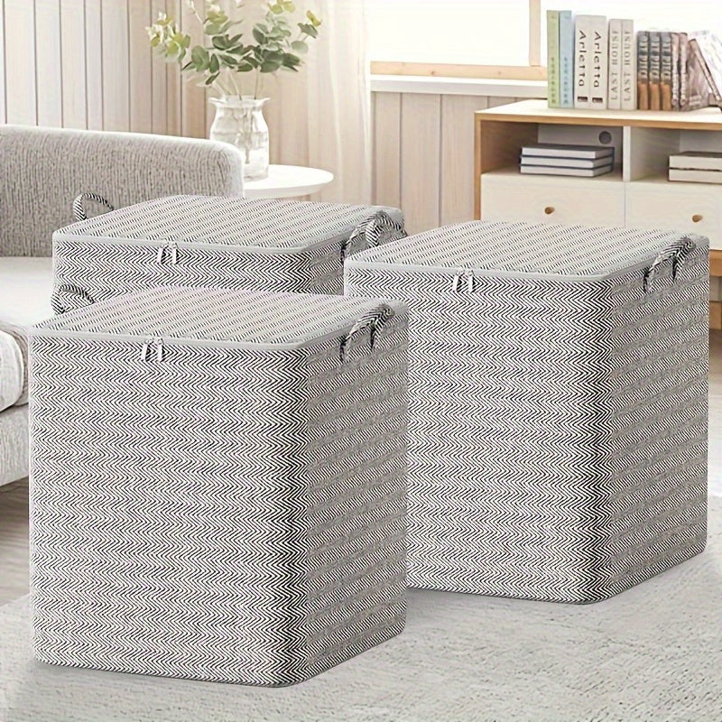 Ensemble de 3 Boîtes de Rangement à Carreaux Modernes – 110L