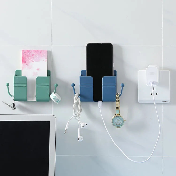 📱 Support Mural pour Téléphone Portable – Sans Perçage | Boîte de Rangement avec Crochet Multifonction & Porte-Télécommande