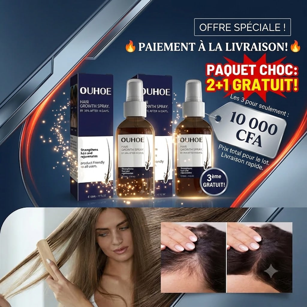 PACK 2 Spray Stimulant de Croissance OUHOE et 3eme gratuit