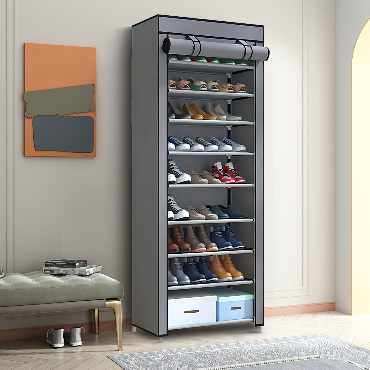 Organisateur de Chaussures Multifonctionne avec Housse Anti-Poussière