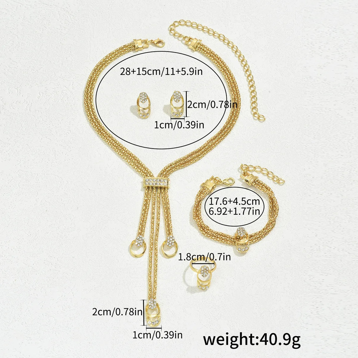 Ensemble de Bijoux Doré 4 Pièces – Cristal & Élégance pour Mariage et Fêtes