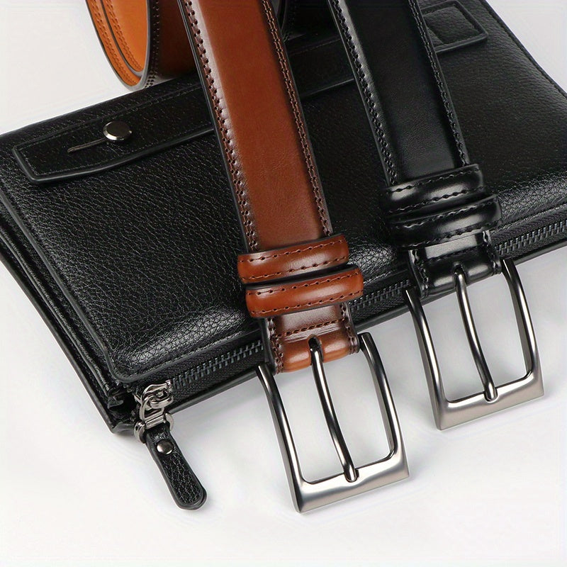 Lot de 2 Ceintures Homme en Cuir Véritable – Boucles Carrées Sportives Rétro