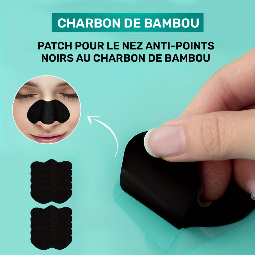 🌿 Patch pour le Nez Anti-Points Noirs au Charbon de Bambou – Masque Nettoyant Profond (10 pièces)