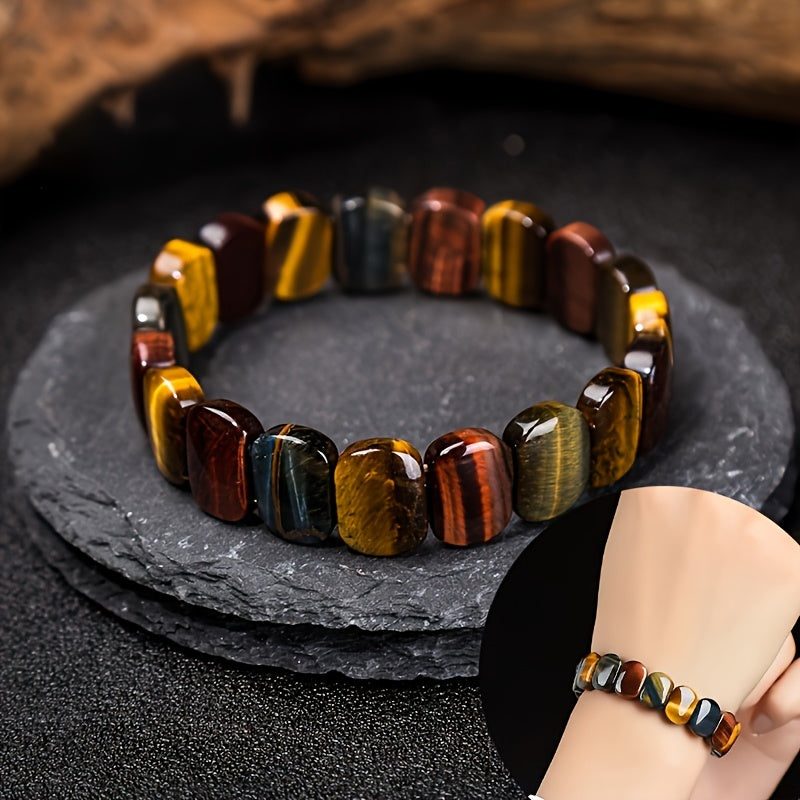 Bracelet en Pierre d’Œil de Tigre Naturel – Énergie & Élégance