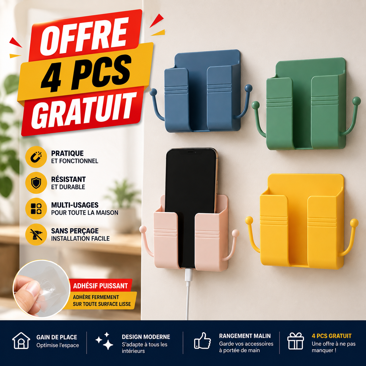 Lot de 4 Grands Coussins Anti-Vibrations pour Machine à Laver et lot 4 support gratuit