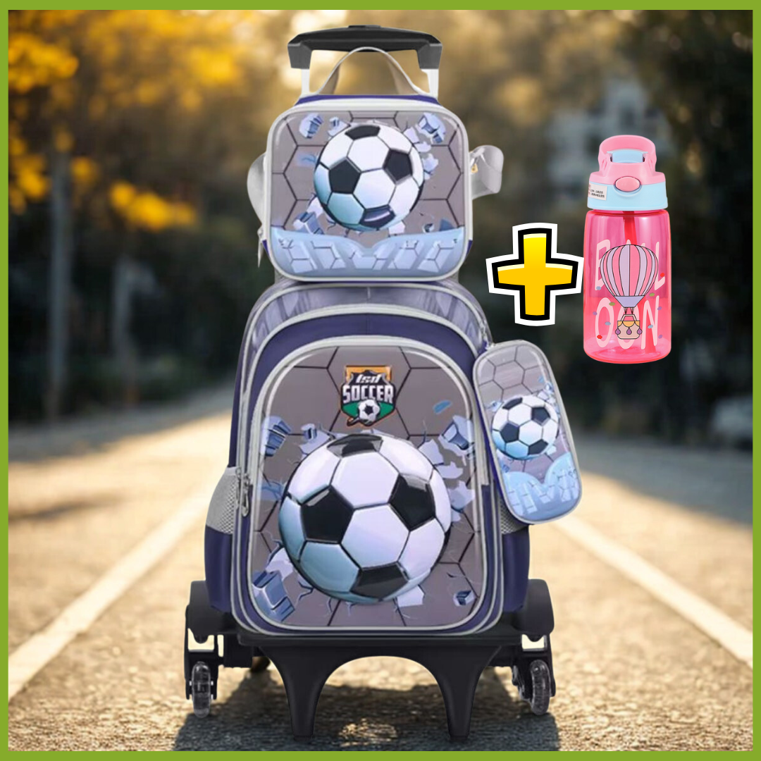 Sac à Dos Scolaire avec Roulettes + Bouteille d’Eau OFFERTE