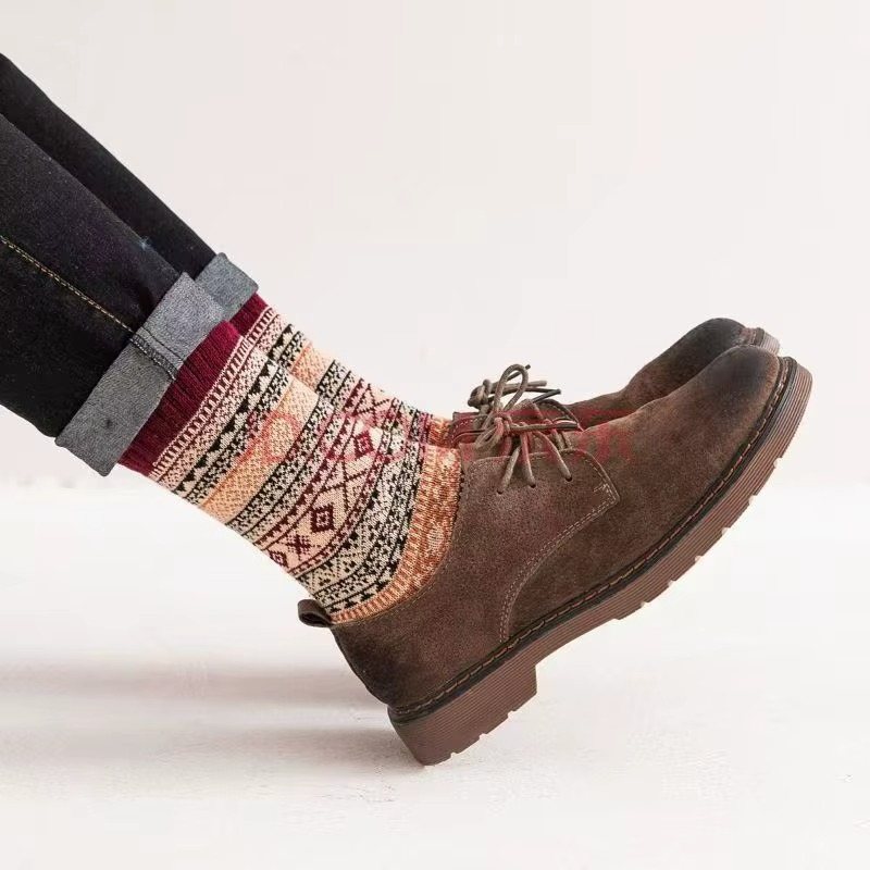 LOT DE 5 PAIRES DE CHAUSSETTES MONTANTES RÉTRO – STYLE ETHNIQUE HOMME
