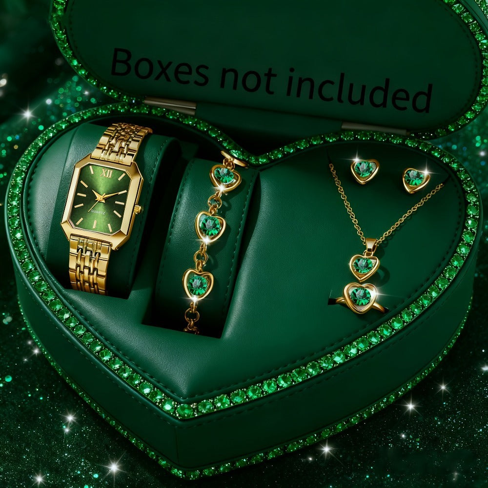 Lot de 5 pièces avec une élégante montre rectangulaire pour femme