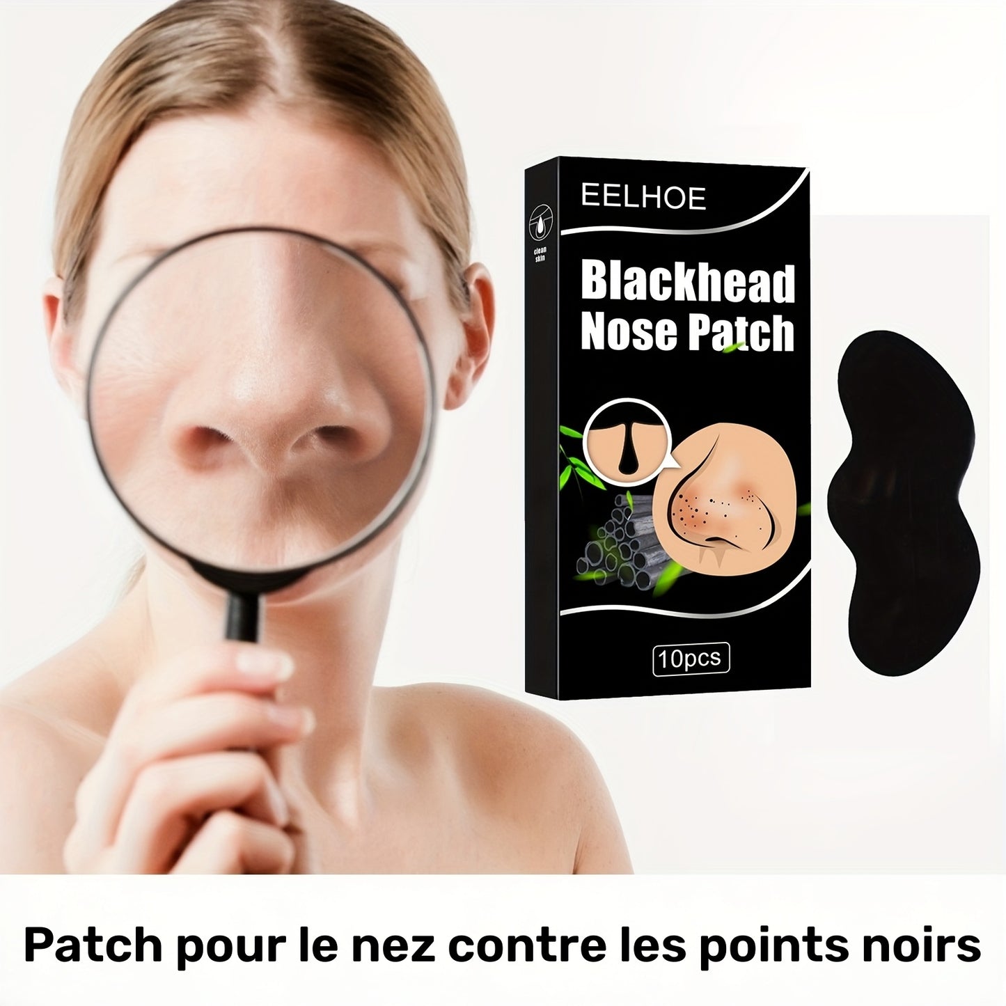 🌿 Patch pour le Nez Anti-Points Noirs au Charbon de Bambou – Masque Nettoyant Profond (10 pièces)