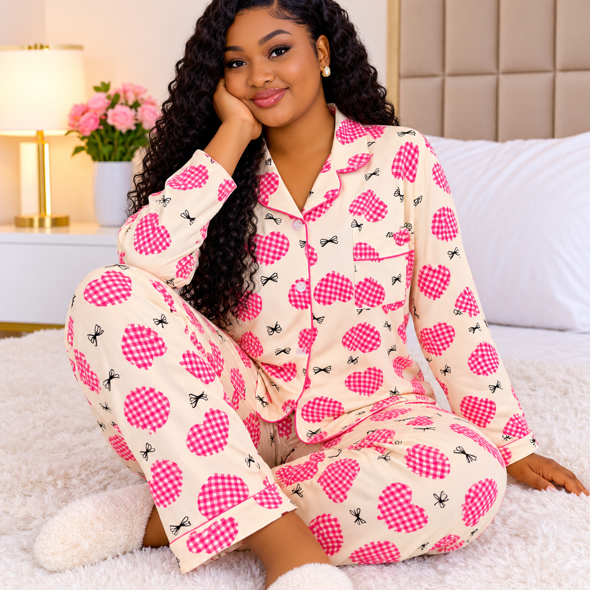 Pyjama Douceur & Cocooning Coeurs Roses | Confort et haut qualite