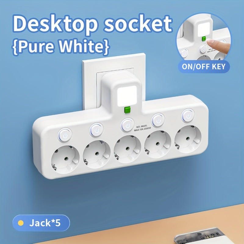 Multiprise AC avec Prise 5 & Interrupteur Séparé – Station de Charge Compacte