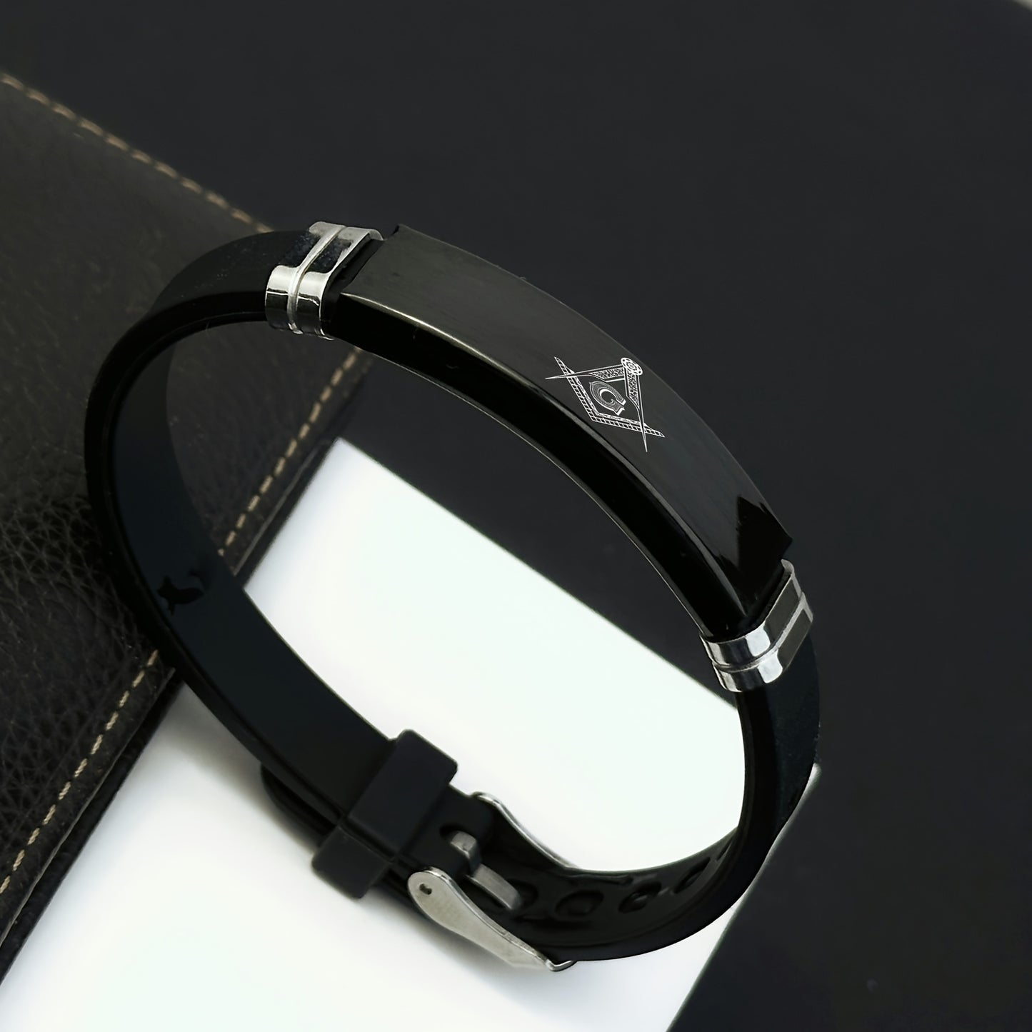 Bracelet Ajustable Franc-Maçonnerie – Acier Inoxydable & Silicone