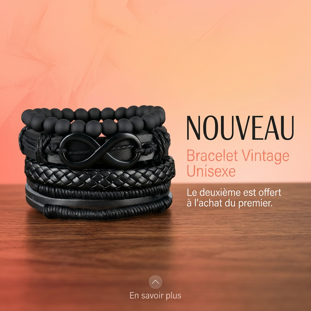 Bracelet Vintage en vrai cuir Achète 1 et la 2 eme gratuit