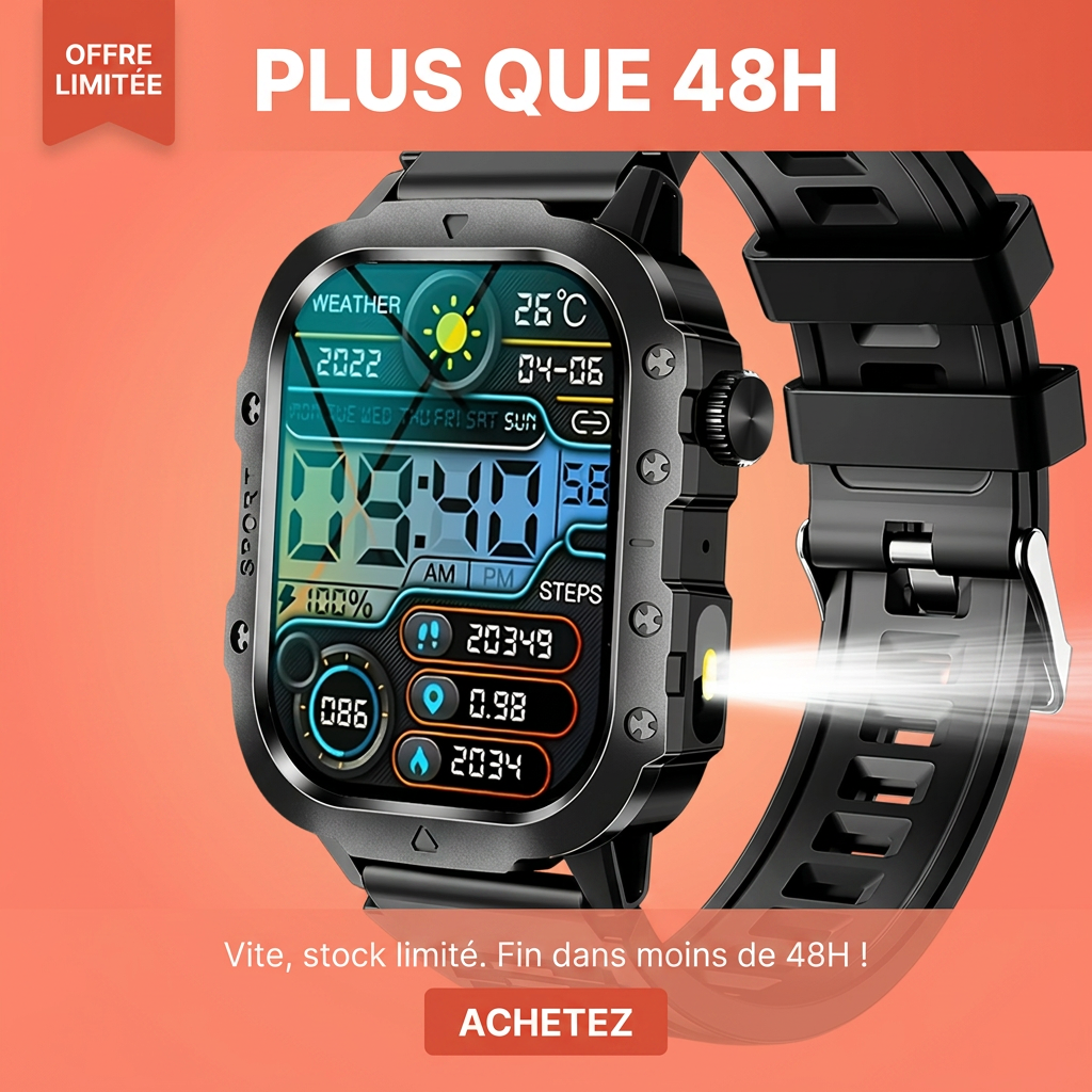 MONTRE CONNECTÉE EXTÉRIEURE – GRAND ÉCRAN & MULTI-SPORTS