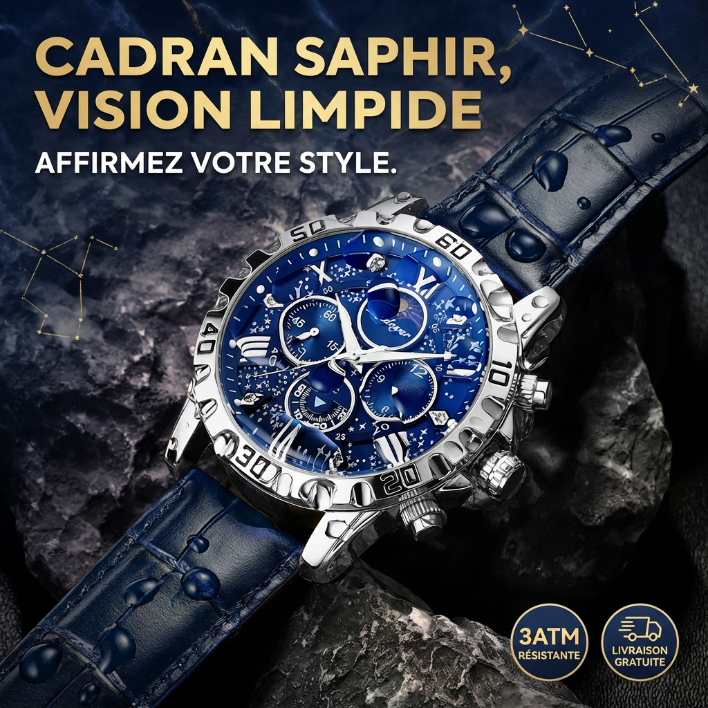 POEDAGAR 973 – MONTRE HOMME DE LUXE EN CUIR