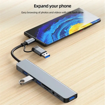 Hub USB-C 8-en-1 Premium – Station de Travail Tout-en-Un | Congo Tech Store