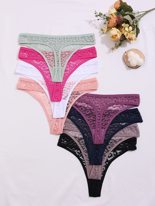 Lot de 8 Culottes Thongs en Dentelle