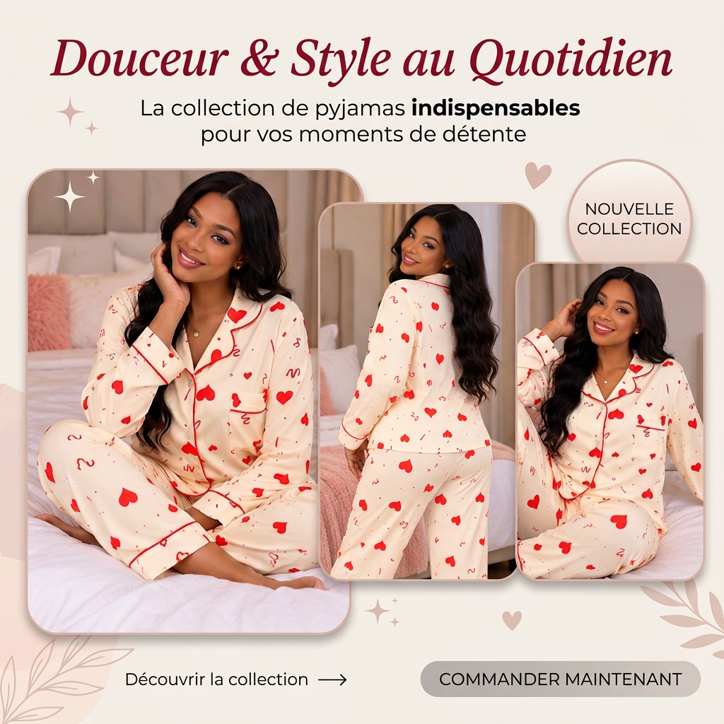 Pyjama Premium "Douceur de Cœur" – Confort & Élégance | Collection 2026
