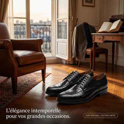 Chaussures Derby en Cuir Crocodile Premium - Élégance & Distinction