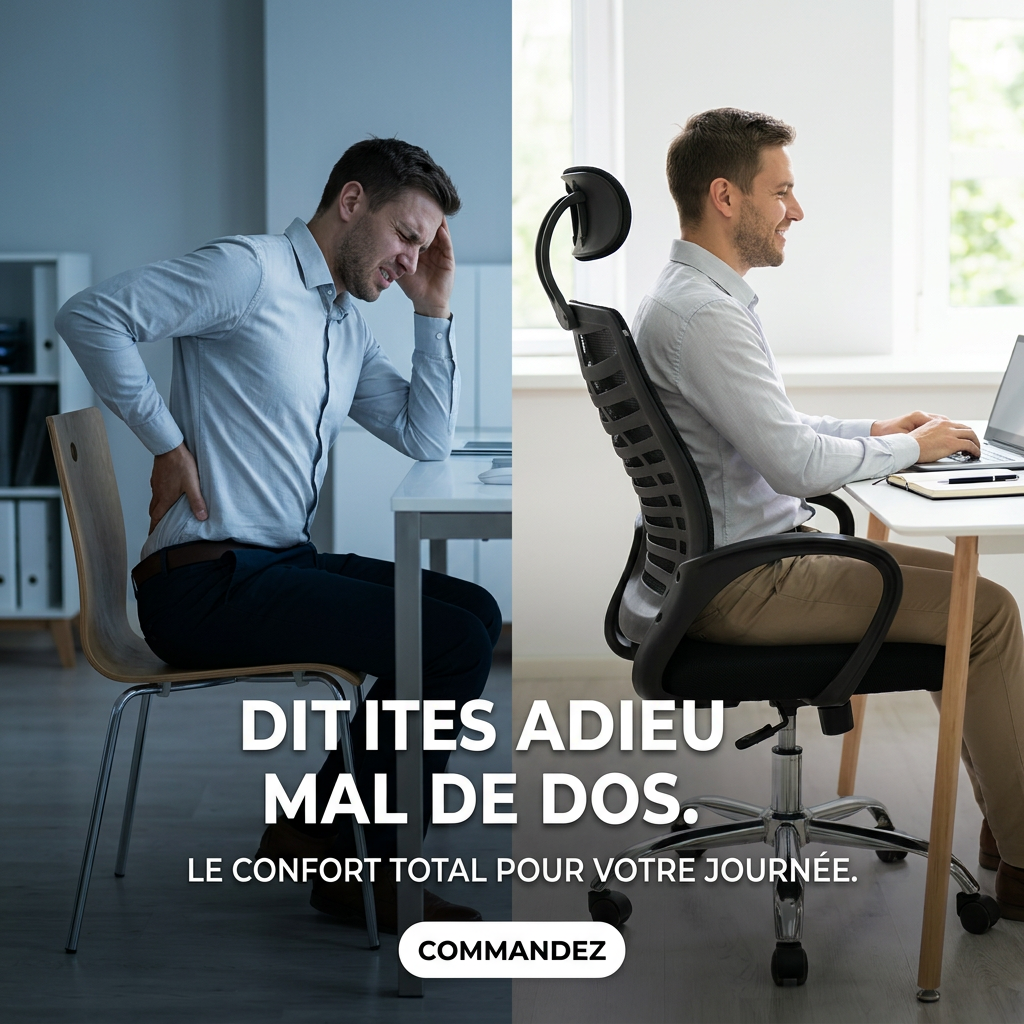 Chaise de Bureau Ergonomique Premium – Confort & Soutien Lombaire