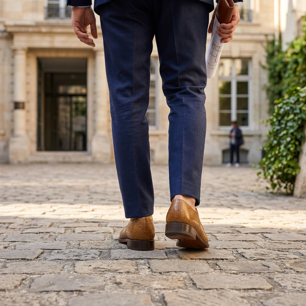 Chaussures Oxford Premium Effet Croco – Élégance & Distinction Brazzaville