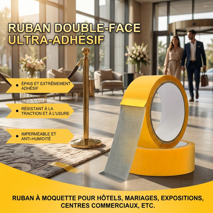 Pack 3 Rouleaux Ruban Adhésif Maille Robuste – Fixation Extrême Tapis & Meubles
