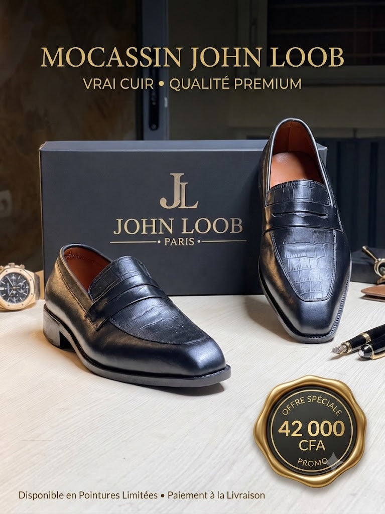 MOCCASSIN JOHN LOOB– VRAI CUIR QUALITÉ PREMIUM
