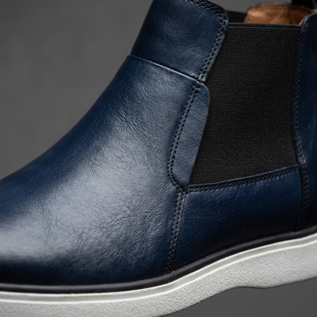 Chelsea Boots Modernes en Cuir Bleu Marine – Élégance & Confort Urbain