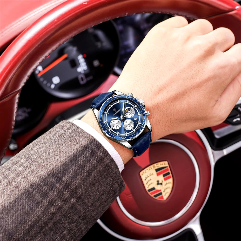 Montre Poedagar 879 Luxe - Cuir Véritable & Chronographe Sport | Brazzaville