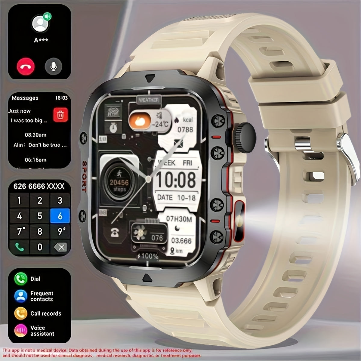 Smartwatch Tactique Pro - Appels Bluetooth & Robustesse Militaire