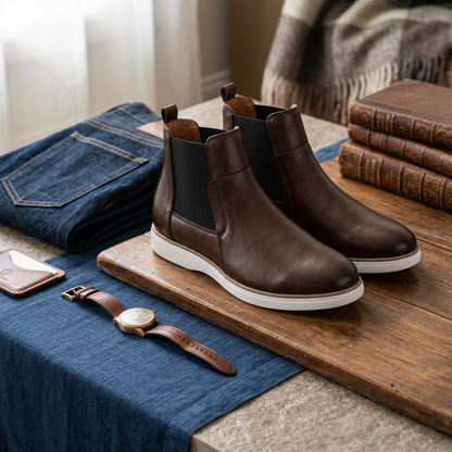 Chelsea Boots Homme Premium en Cuir Marron – Confort & Style au Congo