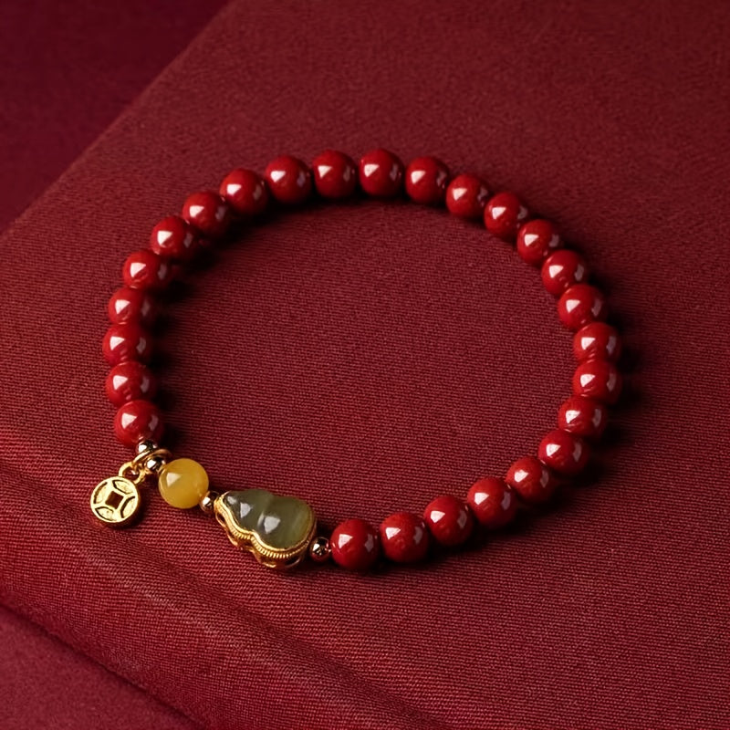 2 Bracelet Gourde Vermillon & Jade Hotan (Rouge et Beige )