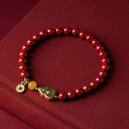 2 Bracelet Gourde Vermillon & Jade Hotan (Rouge et Beige )