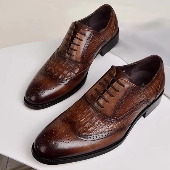 Chaussures de Luxe "Elite Oxford" - Cuir PU Crocodile