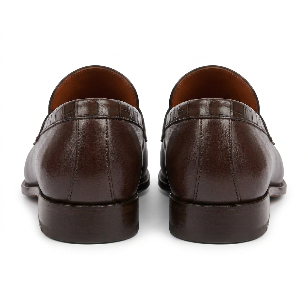 Mocassins Prestige en Cuir Chocolat & Effet Crocodile – Élégance Masculine au Congo