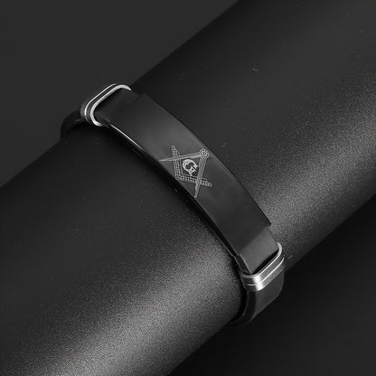 Bracelet Ajustable Franc-Maçonnerie – Acier Inoxydable & Silicone