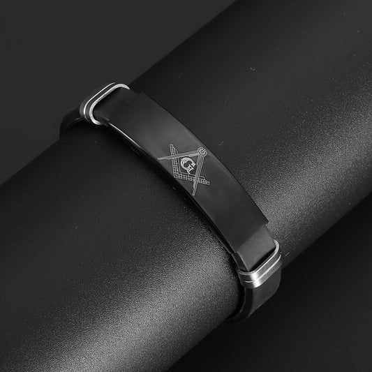 Bracelet Ajustable Franc-Maçonnerie – Acier Inoxydable & Silicone