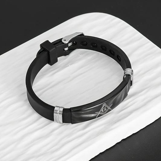 Bracelet Ajustable Franc-Maçonnerie – Acier Inoxydable & Silicone