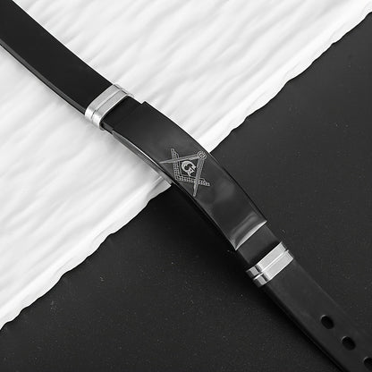 Bracelet Ajustable Franc-Maçonnerie – Acier Inoxydable & Silicone