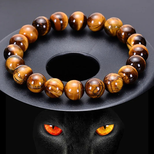 Bracelet en Œil de Tigre – Perles Naturelles Fait Main pour Hommes