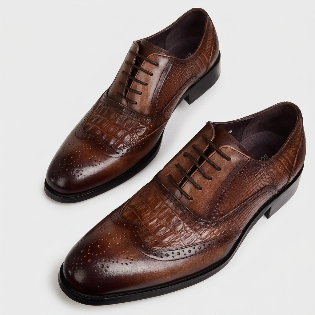 Chaussures de Luxe "Elite Oxford" - Cuir PU Crocodile