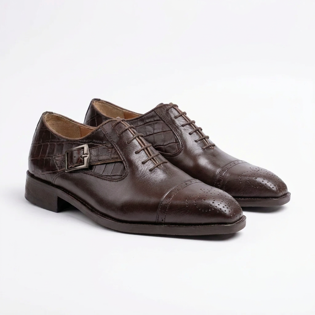 Chaussures Richelieu Premium en Cuir Marron - Élégance Masculine Congo